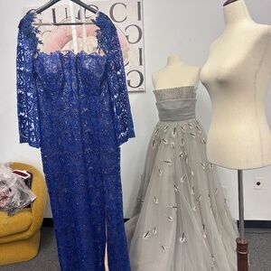 Beside couture by Gemy blue lace dress sz14 NWT